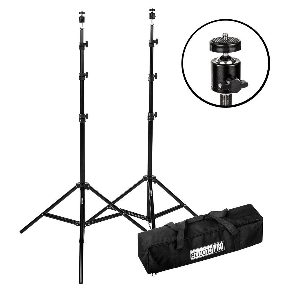 1000x1000 Studiopro Set Of Two 7'6 Photo Video Light Stands Wall Head