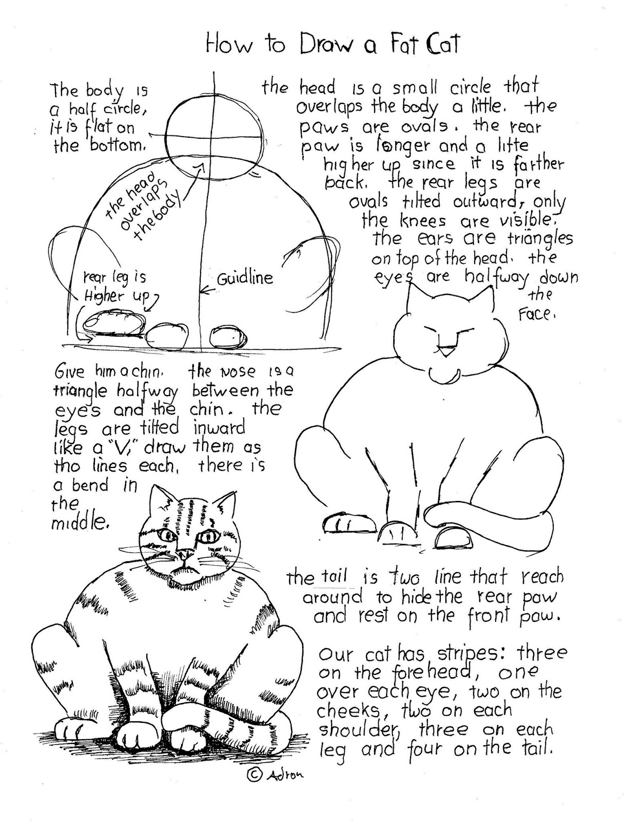 1216x1600 How To Draw Worksheets For The Young Artist How To Draw A Fat Cat