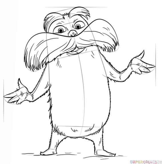 567x575 How To Draw The Lorax Step By Step Drawing Tutorials
