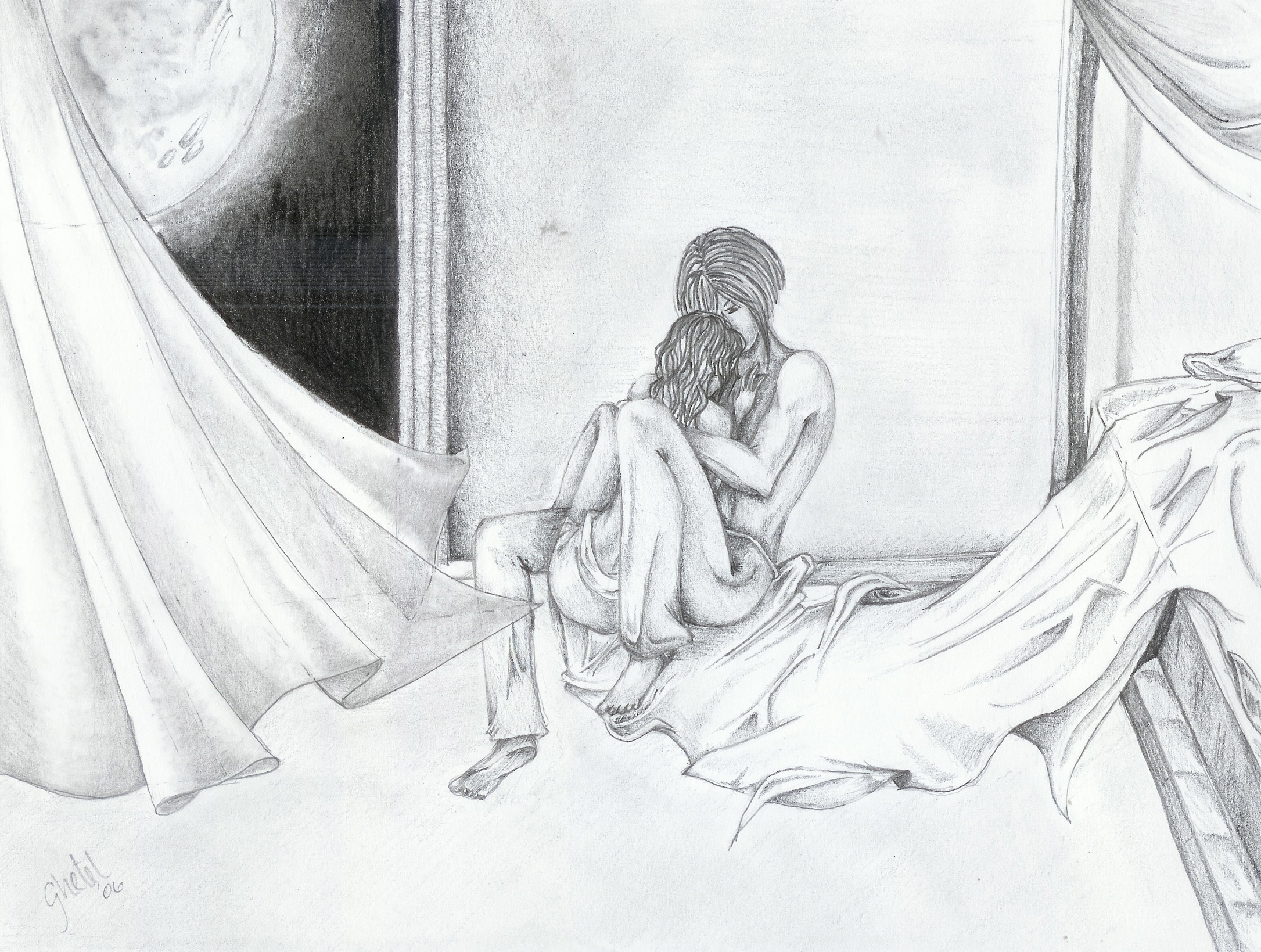 2171x1639 Hugging In Bed Drawings Hug Vinnette