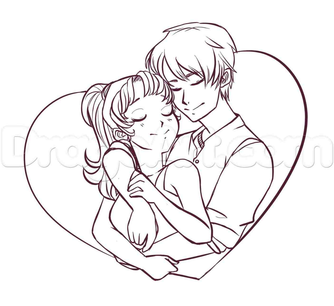 1405x1285 Couple Hugging Drawing Easy
