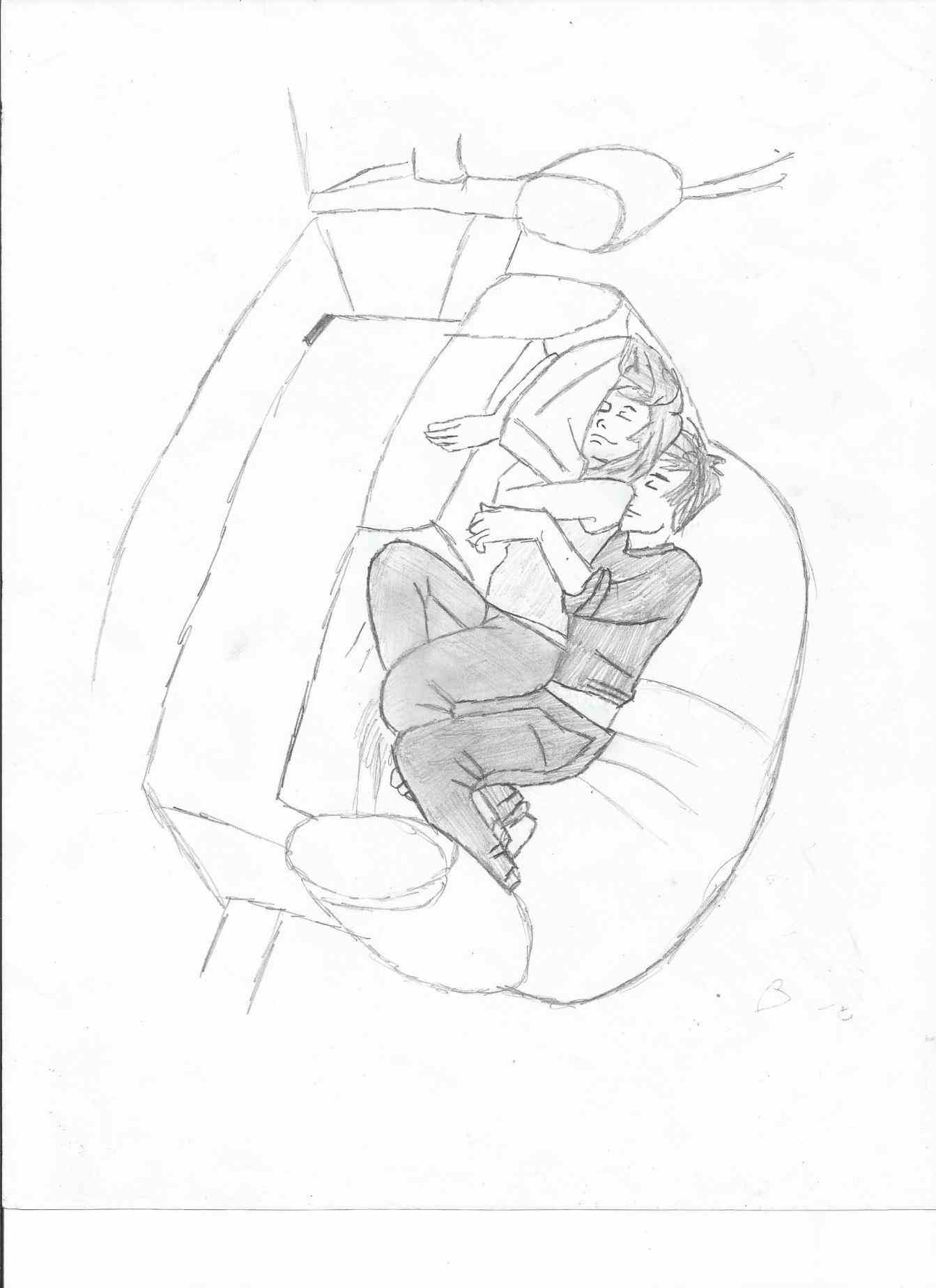 1343x1847 Couple Hugging Drawing Step By Step