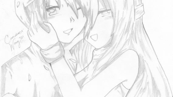 570x320 Cute Anime Couples Drawings Anime Couple Hugging Drawing