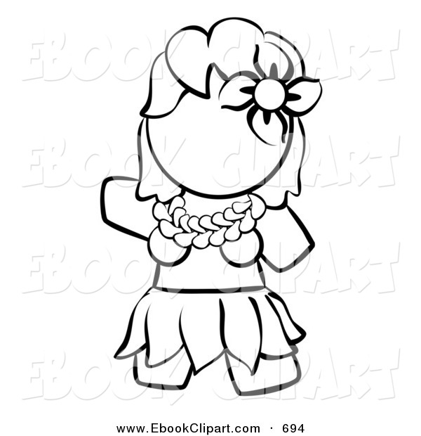 600x620 Vector Clip Art Of A Black And White Human Factor Hawaiian Hula