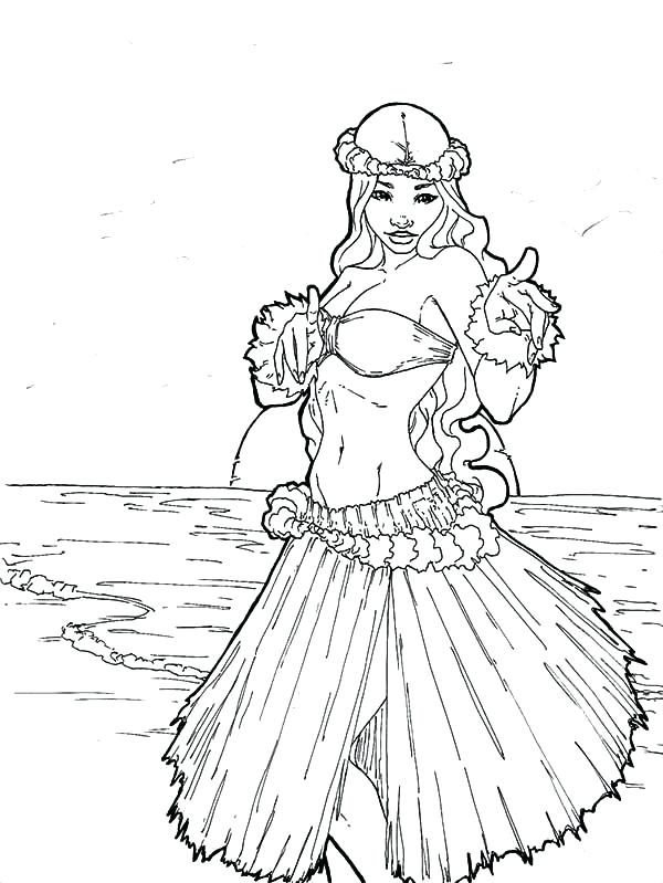 600x799 Hula Girl Coloring Page Coloring Pages For Girls Flowers Draw Boy