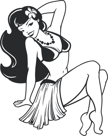 444x560 Hula Girl Wall Decal