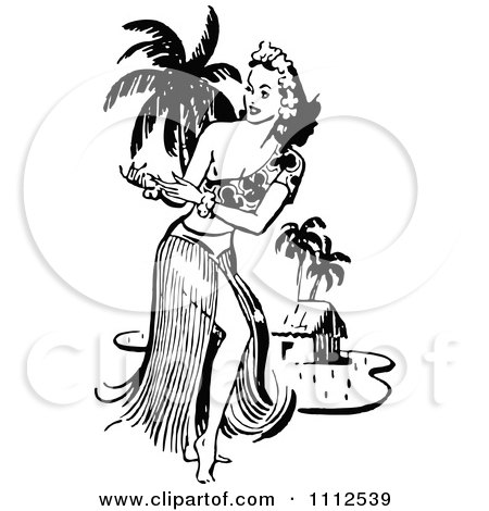 450x470 Royalty Free (Rf) Retro Hula Girl Clipart, Illustrations, Vector