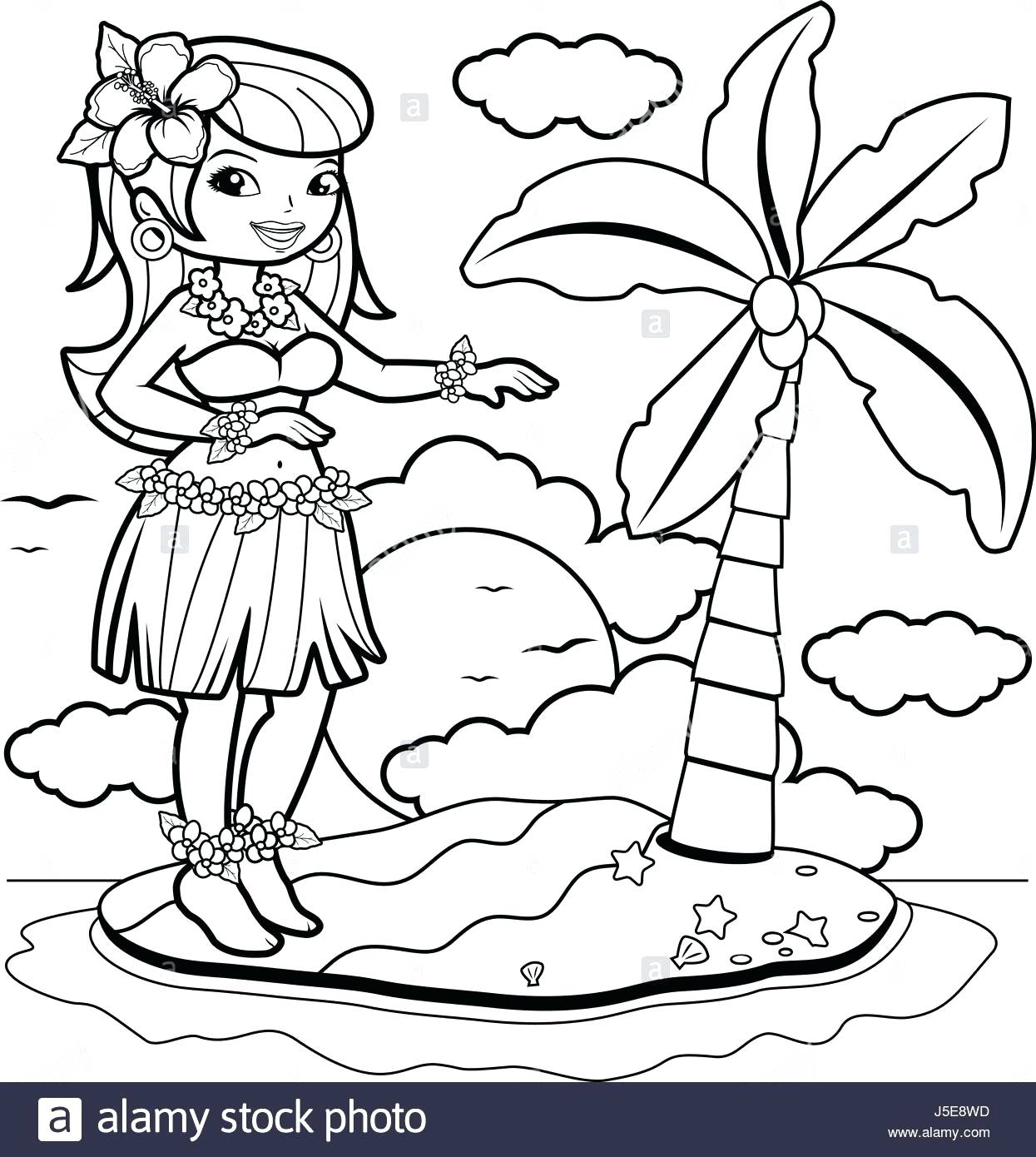 1245x1390 Coloring Hula Girl Coloring Page