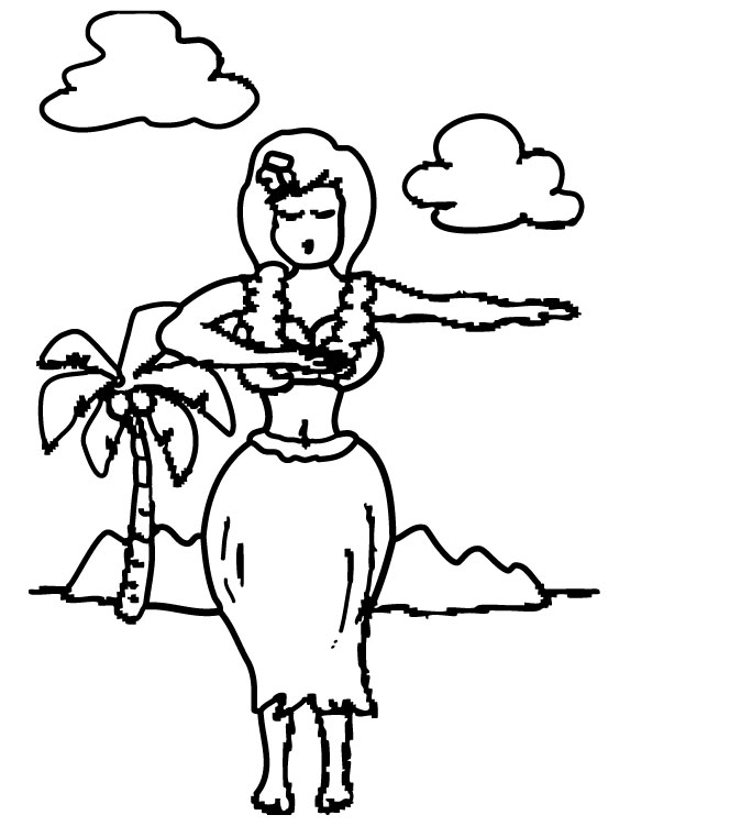 674x751 Hawaii Island Beauty Coloring Pages Girls Dancing The Hula Hoop