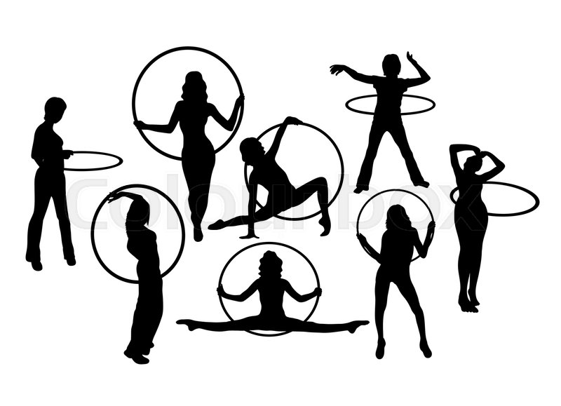 800x579 Hula Hoop Dancer Activity Silhouettes, Art Vector Design Stock