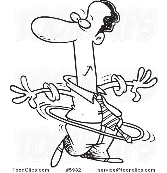 581x600 Cartoon Black And White Line Drawing Of A Black Business Man Using