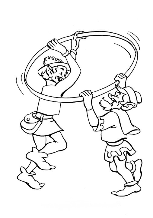 507x720 Printable Christmas Coloring Page Elves With Hula Hoop