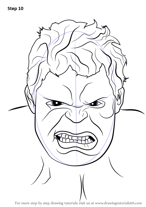 599x846 Learn How To Draw The Hulk Face (The Hulk) Step By Step Drawing