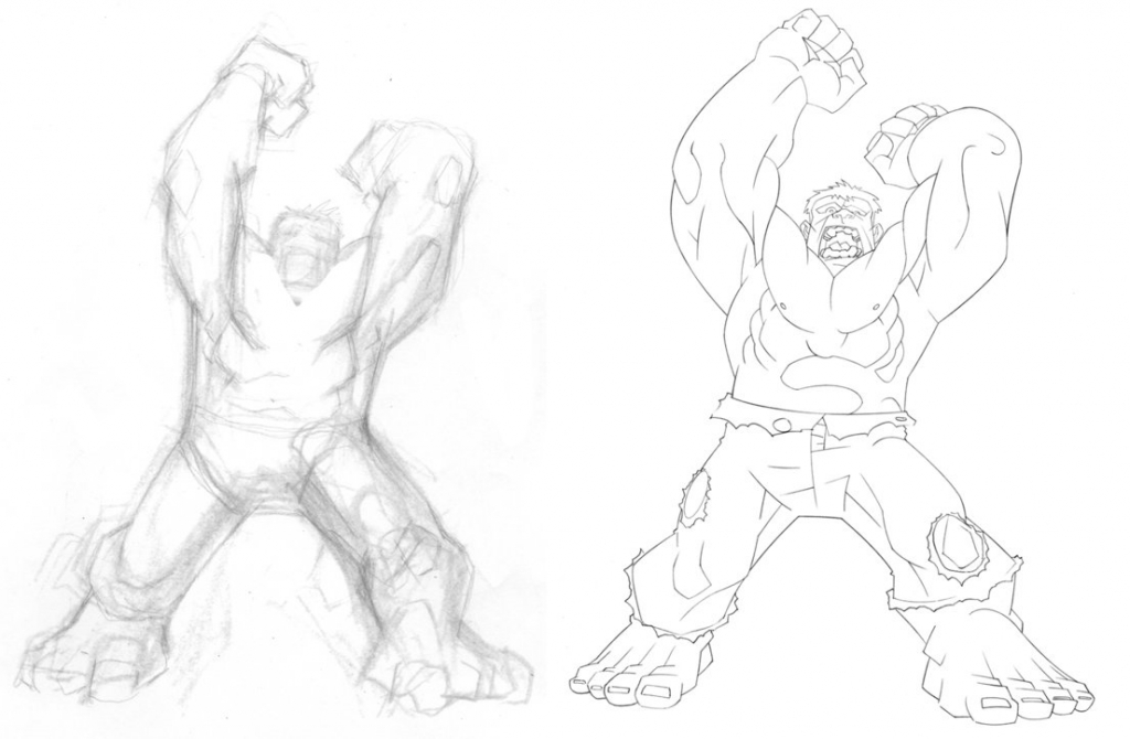 1024x670 Drawing Pencil 3d Hulk The Hulk Before After Drawing