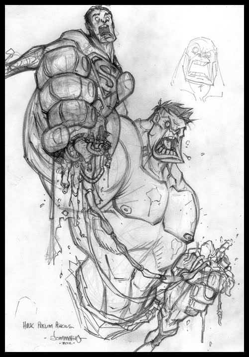 500x716 Drawn Hulk Superman Drawing