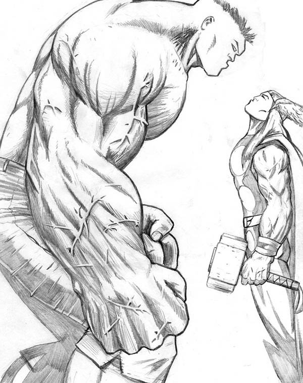 600x758 Drawn Thor Drawing Hulk