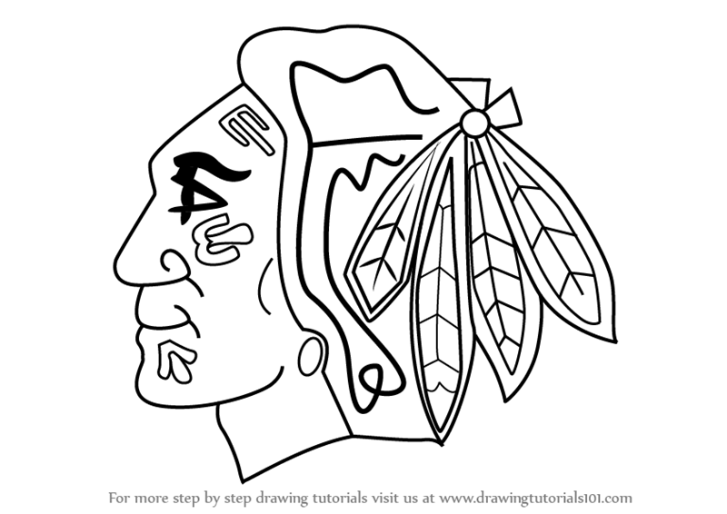 800x566 Learn How To Draw Chicago Blackhawks Logo (Nhl) Step By Step