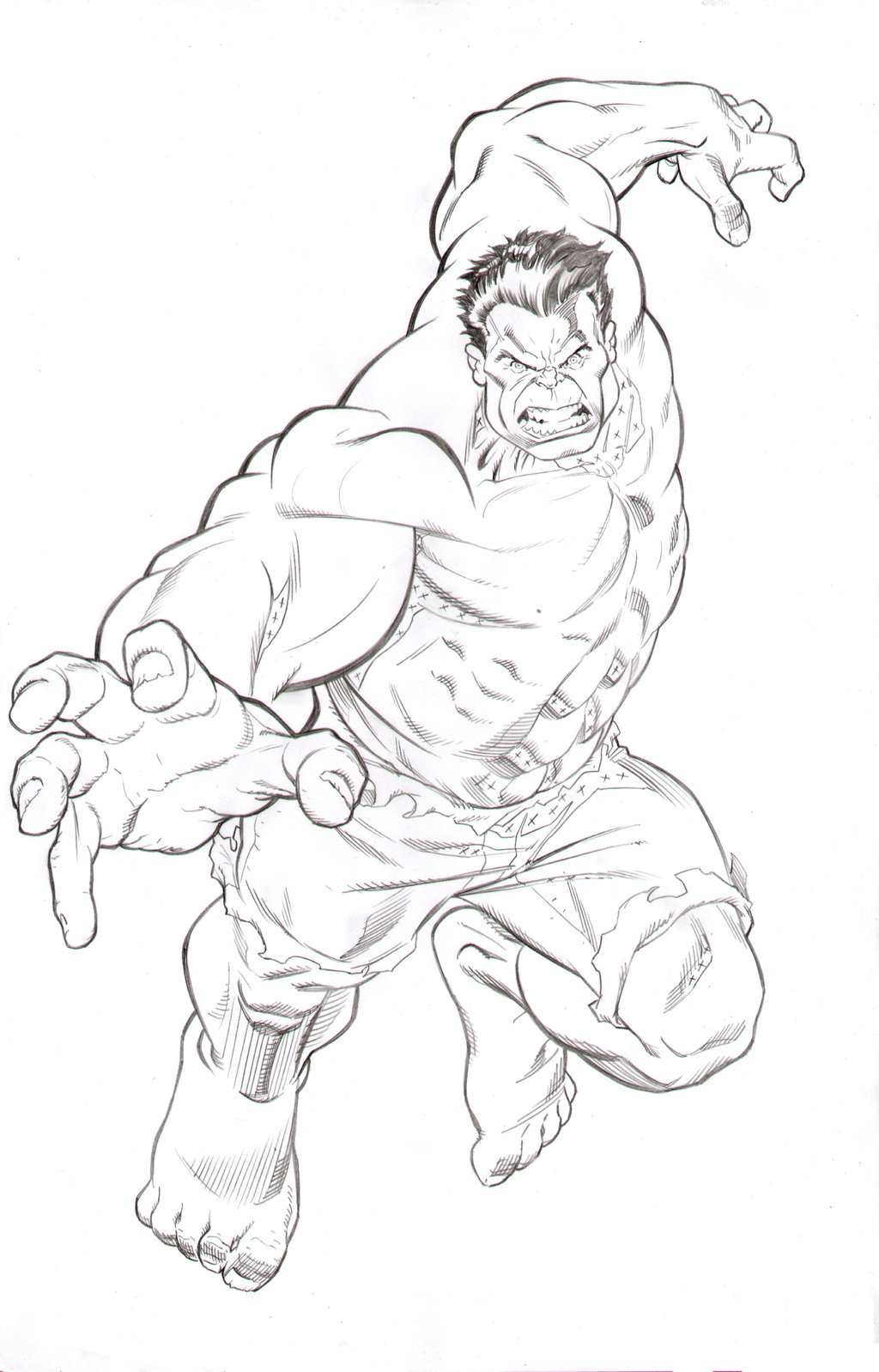 1024x1598 Drawn Hulk Pencil For Kid