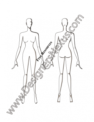316x409 V51 Front Amp Back Poses Female Croqui Fashion Sketch Template