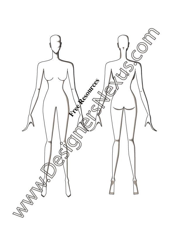 612x792 Free Figure Templates For Technical Flat Drawing