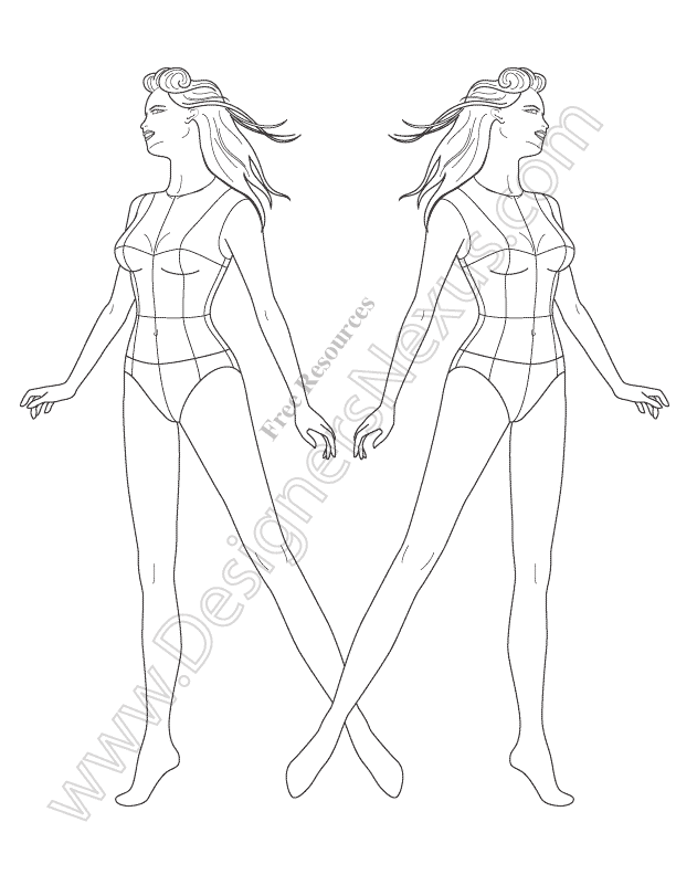 612x792 Free Fashion Croquis Fashion Figure Templates