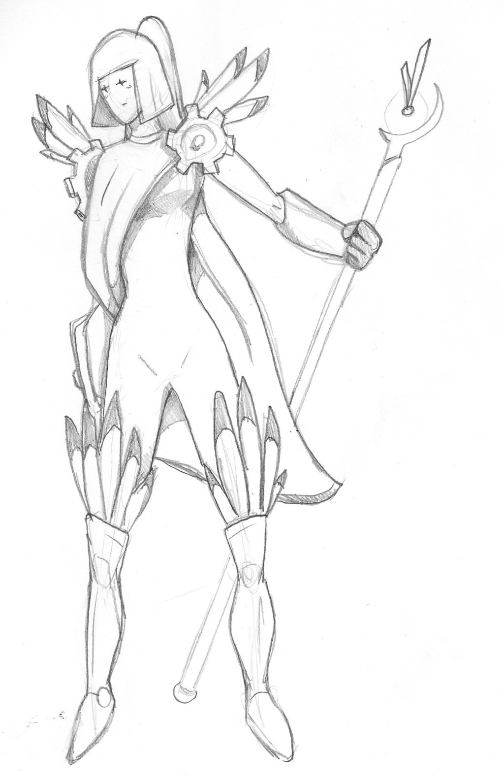 1024x1592 Time Goddess Full Body Sketch By Ferncers