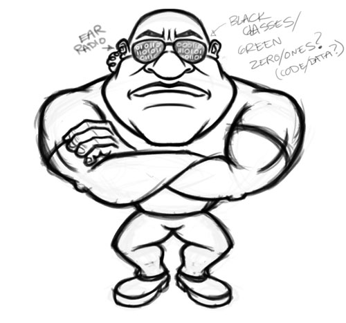 500x467 Cartoon Bodyguard Mascot Character Art