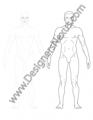 316x409 Front View Male Figure Template V3 Realistic Human Proportions
