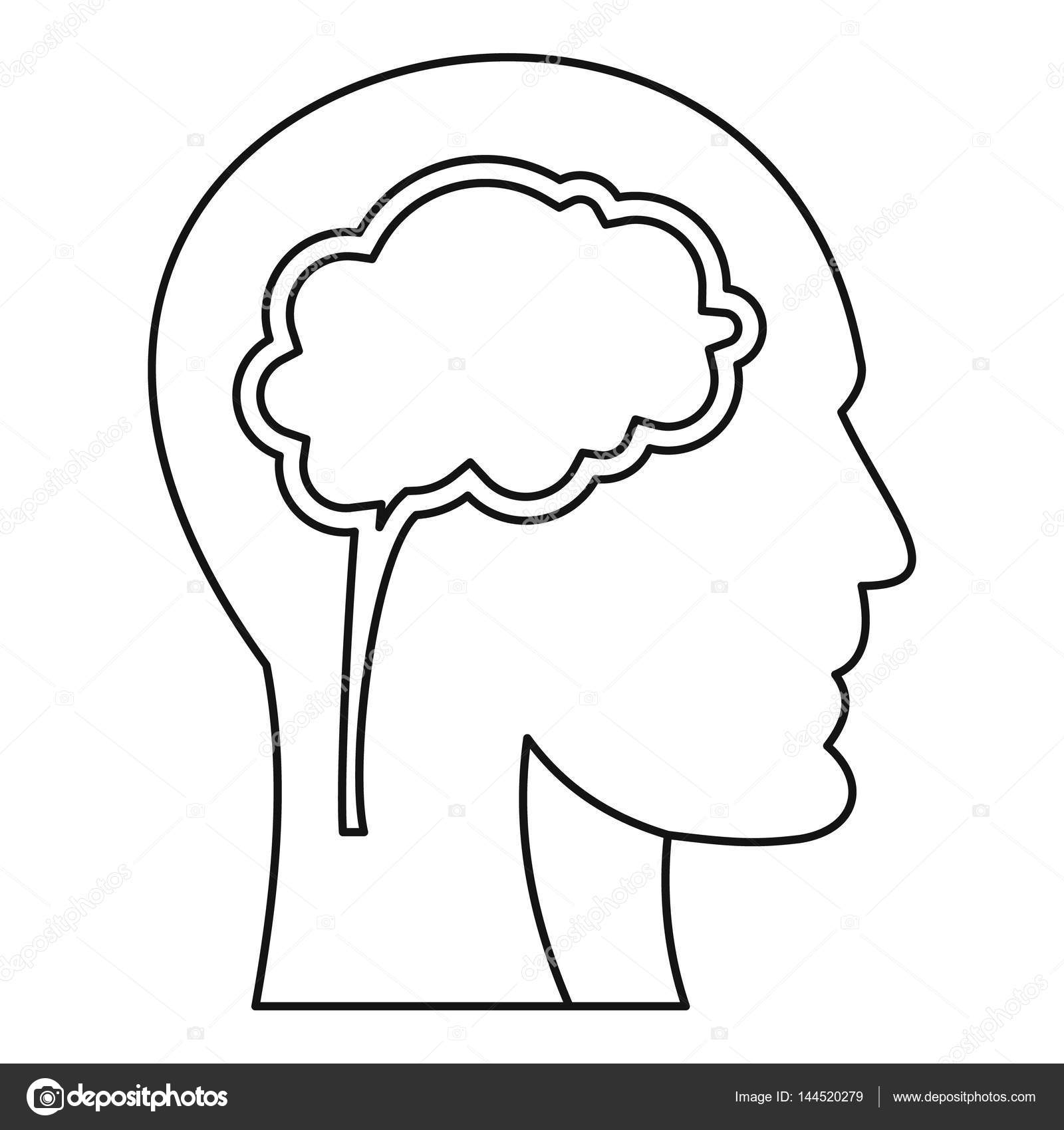 1600x1700 Human Head With Brain Icon, Outline Style Stock Vector