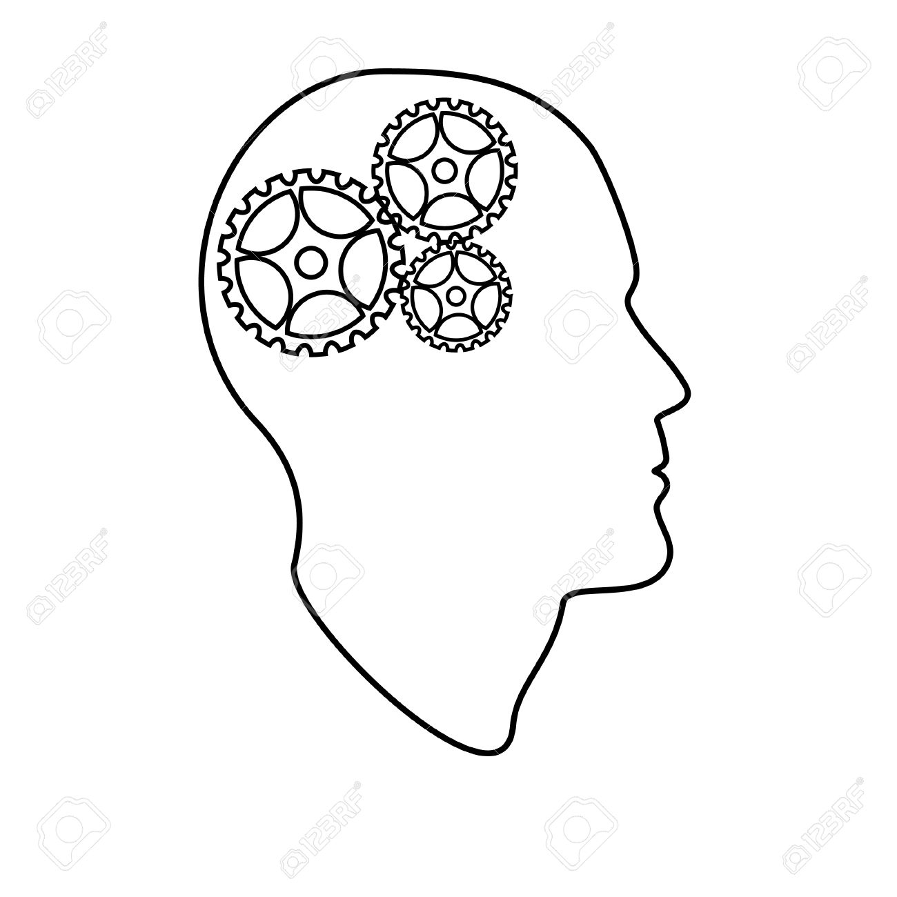 1300x1300 Outline Drawings Of Head Brain Vector Illustration, Creative