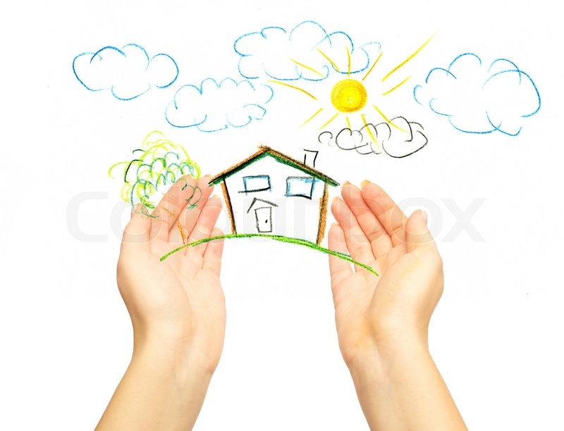 800x612 The Drawing House In Human Hands Stock Photo Colourbox