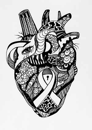 300x423 Human Heart Drawings