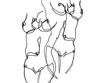 340x270 Double Up Minimalist Continuous Line Drawing Female Nude
