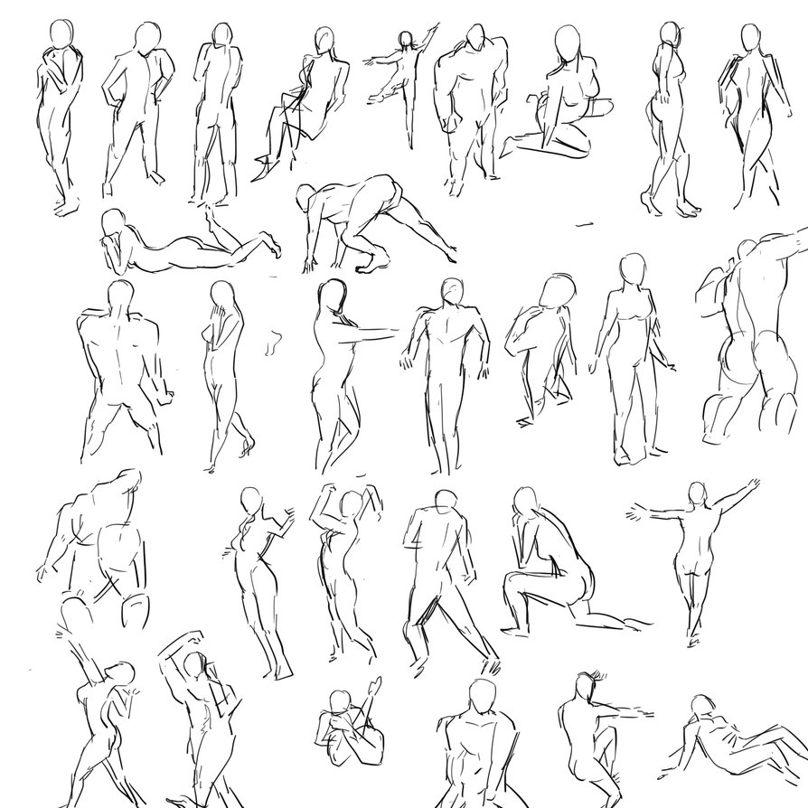 894x894 Human Poses By Jingsketch
