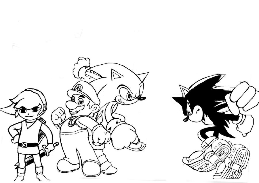 900x637 Zelda Mario Sonic And Shadow By Rako2010