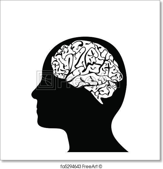 561x581 Free Art Print Of Silhouetted Head And Brain Black Side