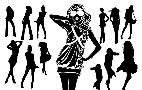 600x380 Silhouettes Of Beautiful Women In Vector Format Vector, Free