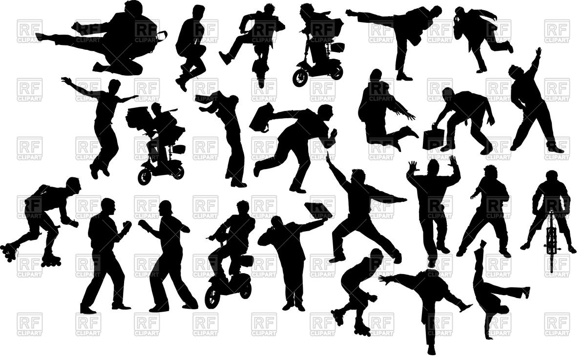 1200x743 Silhouettes Of People In Motionaction Royalty Free Vector Clip