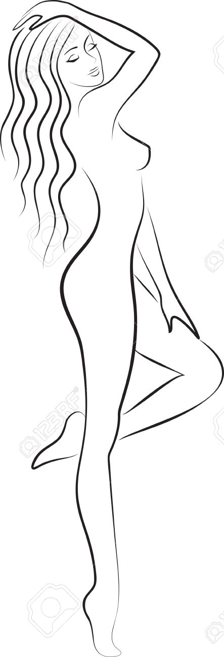 443x1300 Woman Silhouette Drawing