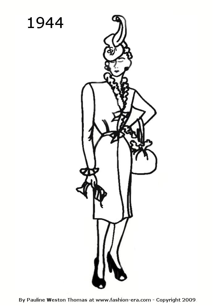 700x1000 Costume History Dress Silhouettes 1940s Free Line Drawings