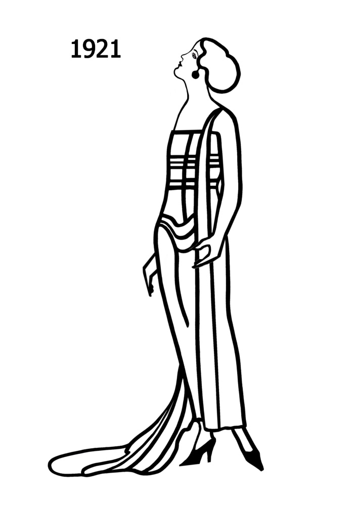 700x1000 Costume History Silhouettes 1920 1921 Free Line Drawings