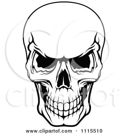 450x470 Clipart Black And White Evil Human Skull Grinning