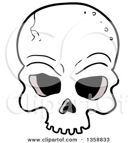 450x470 Clipart Of A Cartoon Cracked Human Skull
