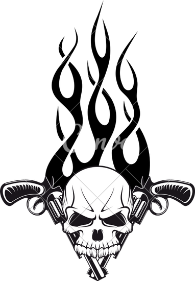 382x550 Human Skull With Gun