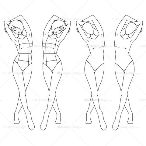 480x480 Female Fashion Croquis Template Illustrator Stuff