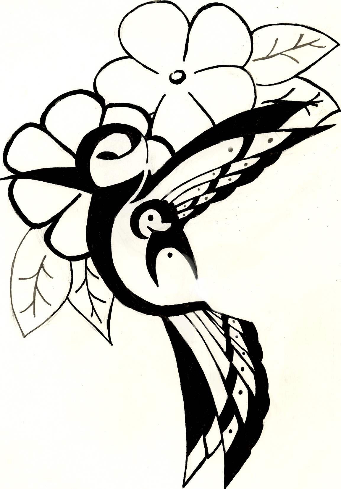 1153x1653 Hummingbird With Flowers By Hanaakari