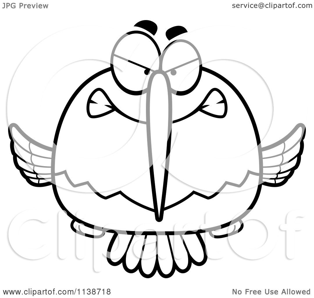 1080x1024 Cartoon Clipart Of A Black And White Mean Angry Hummingbird