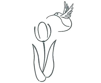 400x327 Hummingbird Outline Hummingbird With Rose X Small Bird Outline