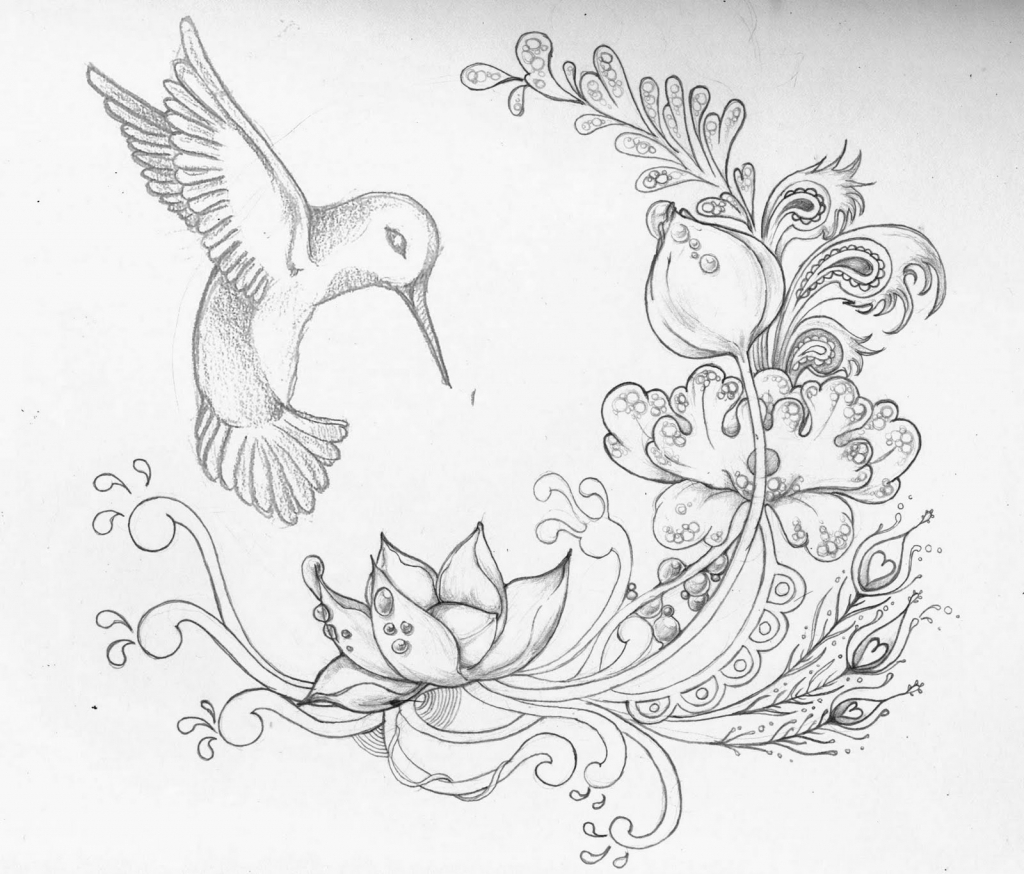 1024x874 Flower And Hummingbird Tattoo Designs Hummingbird And Flower