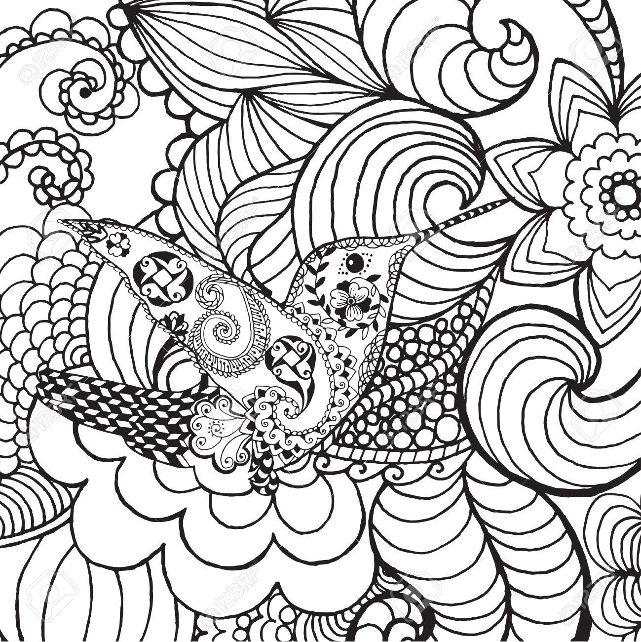 1299x1300 Hummingbird In Fantasy Garden. Animals. Hand Drawn Doodle. Ethnic